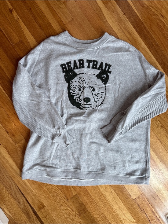 aerie Tops - Woman’s aerie Light Gray 'Bear Trail' Graphic Sweatshirt